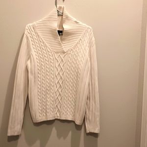 COPY - Karen Scott women's beige jumper cable knit long sleeved sweater. Large.…